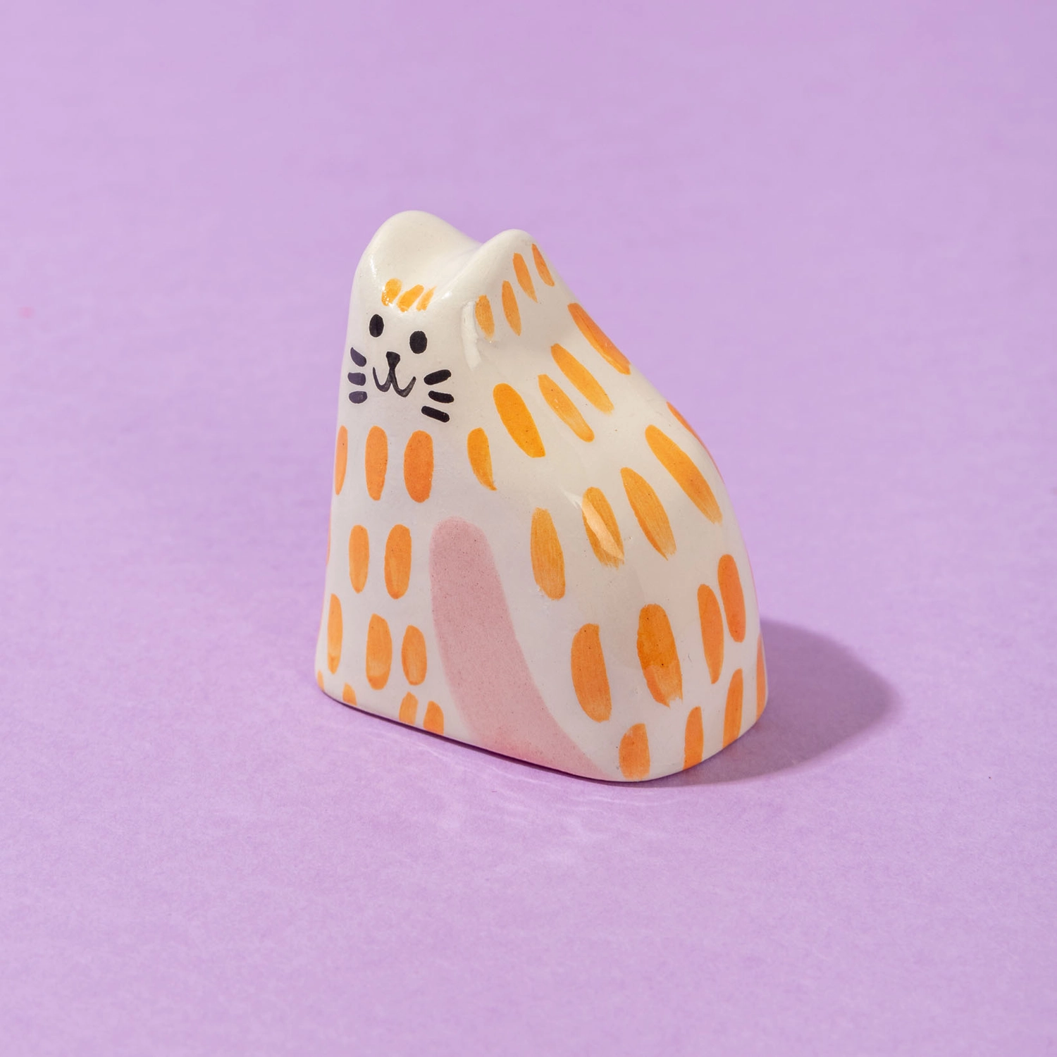 Ana Seixas Katze klein Orange aus Portugal, Keramik ca. 4 - 5 cm, Handgefertigt  
