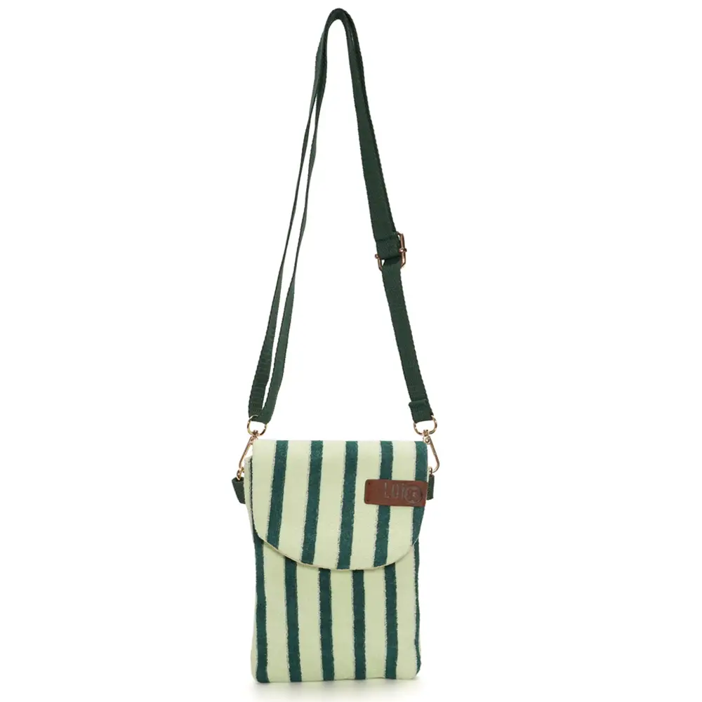 LOT83 Handytasche HANNA 09, Frottee,  Streifen Grün, ca. 10 x 19 cm