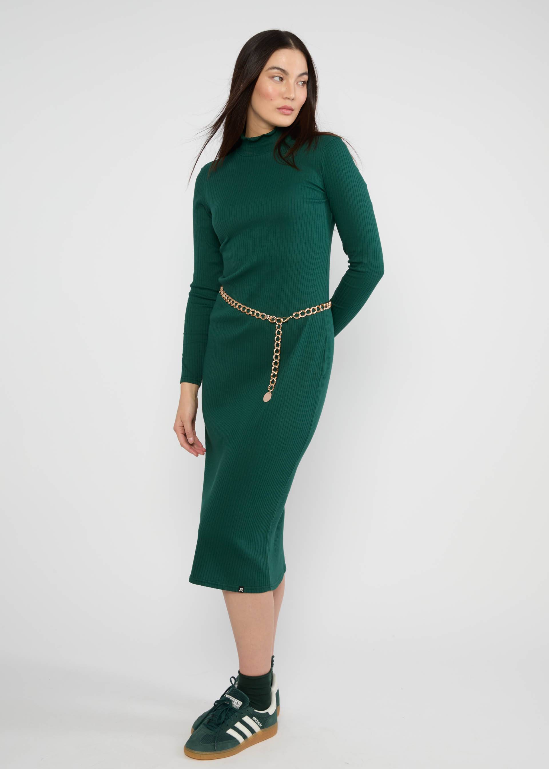 % Blutsgeschwister Midikleid The Bodyconscious - emerald dahlia green