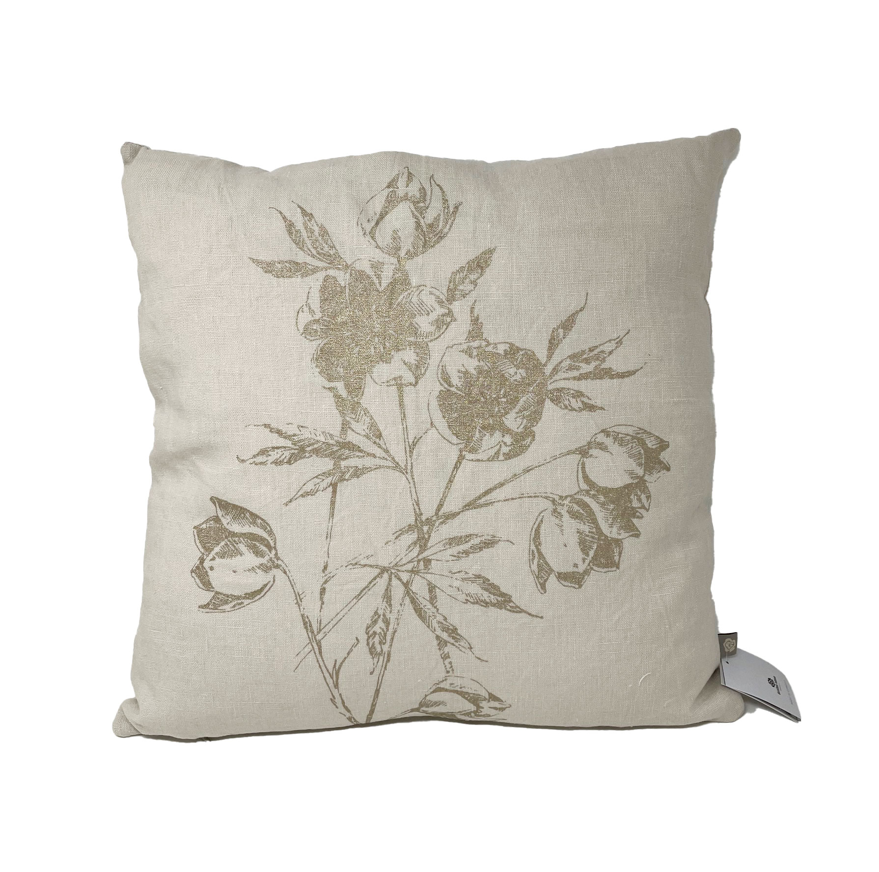 Dorothee Lehnen Leinenkissen "Helleborus" ca. 45 x 45 cm, Uni-Leinen, chalk, handbedruckt