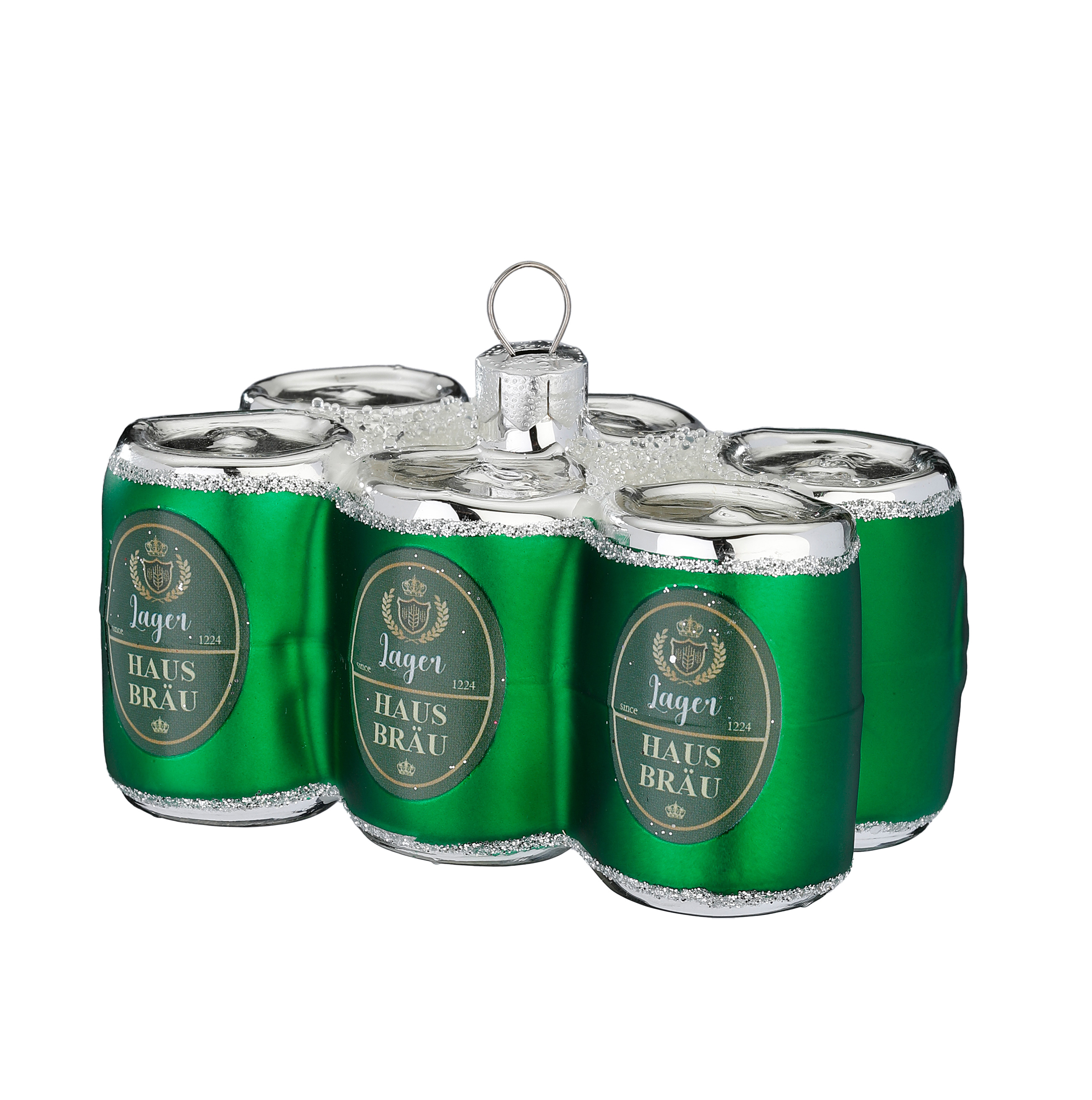 Inge Glas Christbaumkugel Sixpack Bier, Glas, ca. 4,5 cm
