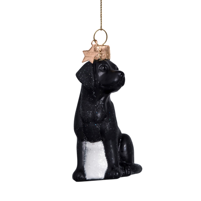 Weihnachtskugel Labrador schwarz, Glas,  H. ca.9 cm, Hund von Vondels