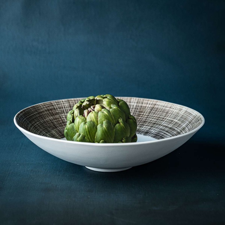 KLATT OBJECTS RAMI Schale M taupe, Bone China ,D.  ca. 24,5 cm