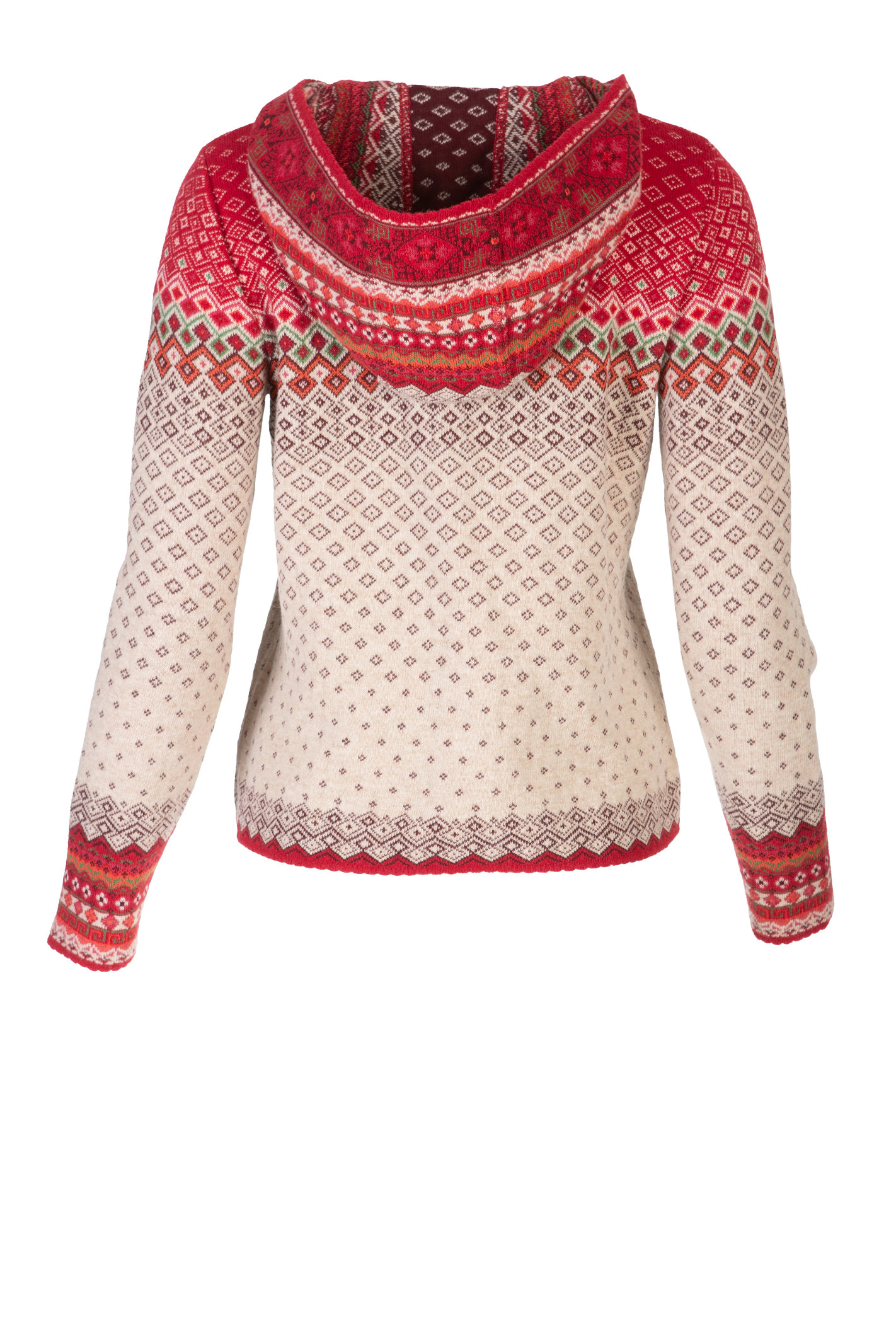 DUNQUE Jacquard-Kapuzenjacke" BILLE" GOTS , Farbe natur-bunt, mit Reißverschluss, Made in Germany