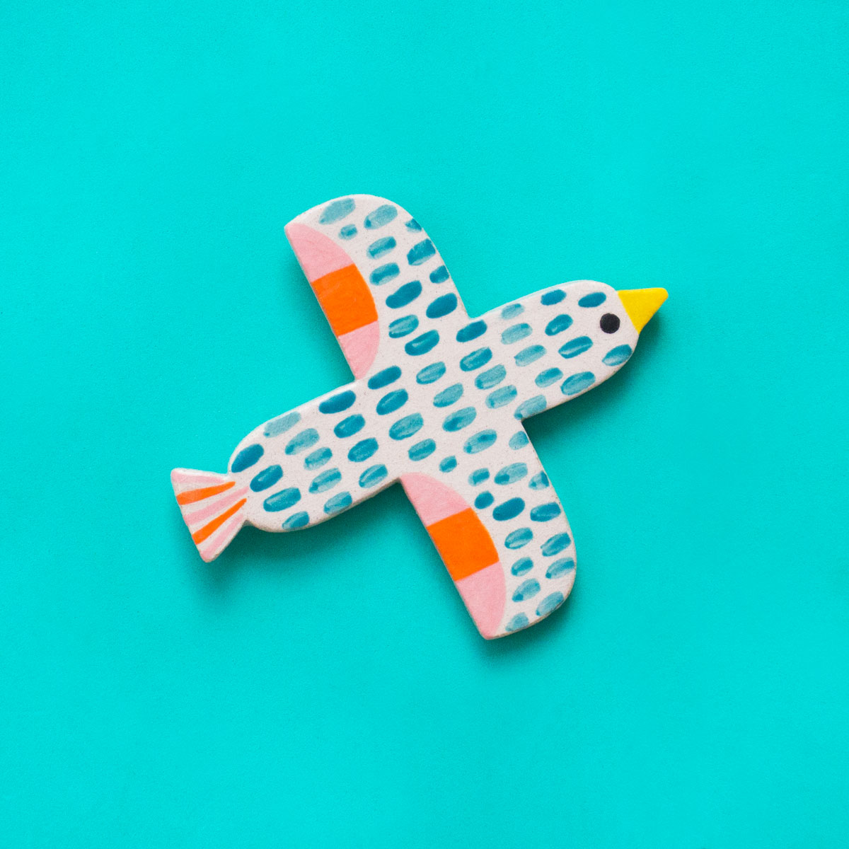 Ana Seixas Wandvogel BLAUGRÜN/ TEAL aus Portugal, Keramik ca. 12 x 12 cm, Handgefertigt