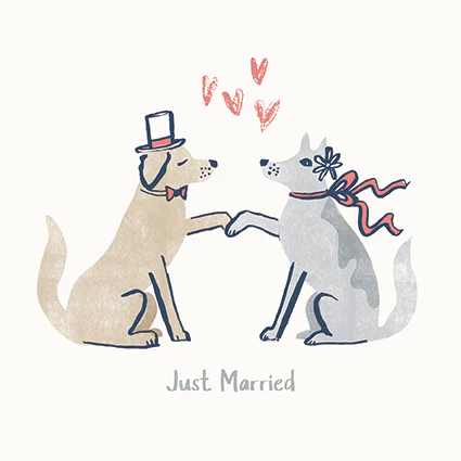 Hochzeitskarte " Just Married",  von ART PRESS , Hunde