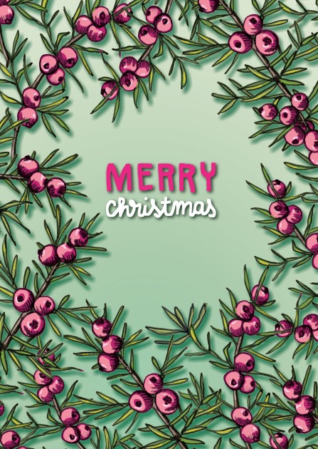 Illi Postkarte LIMU, Merry Christmas von illi , Holzschliffpappe