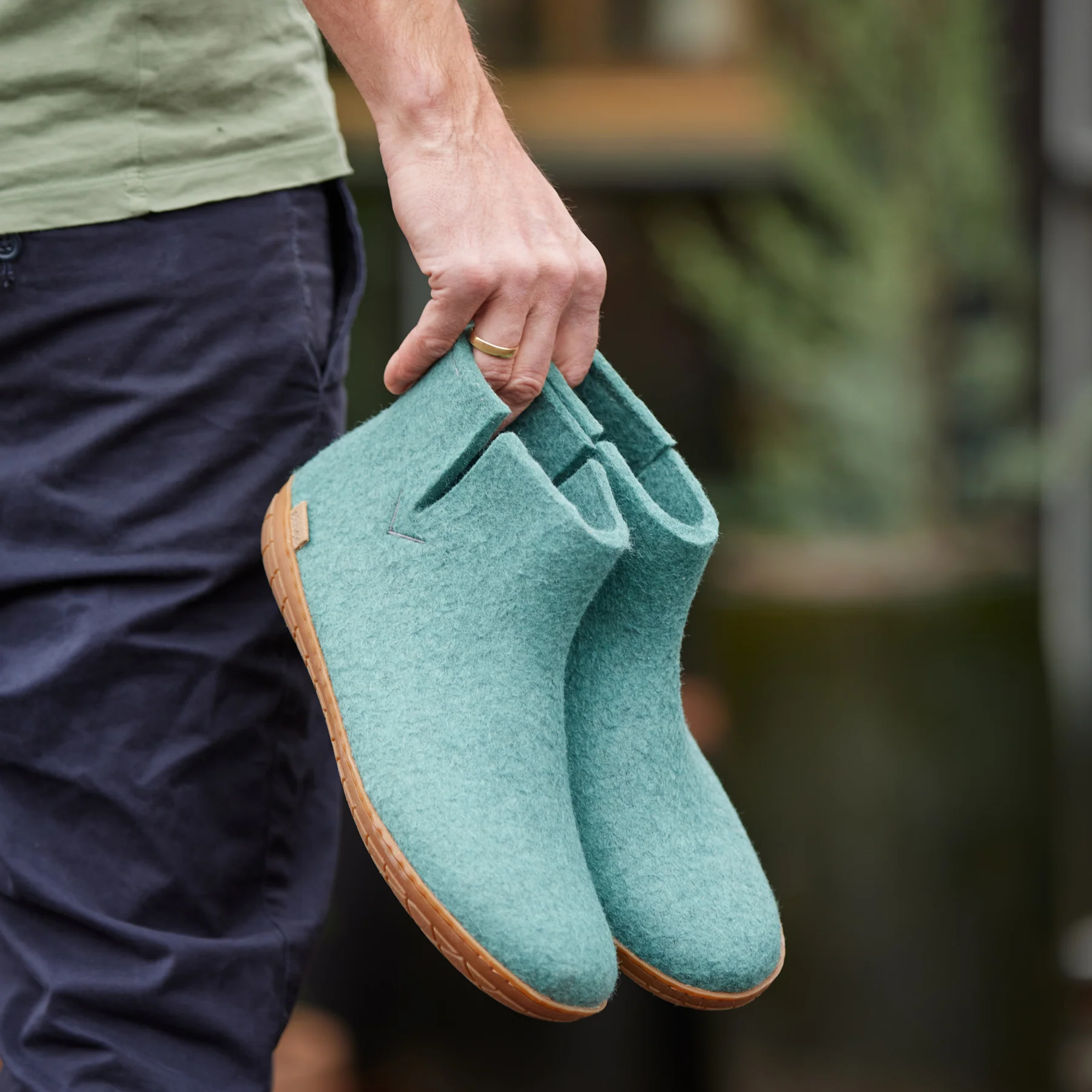 Glerups Ankle Boot 100% Wollfilz , Filzstiefel, north sea mit Sohle aus Naturkautschuk 