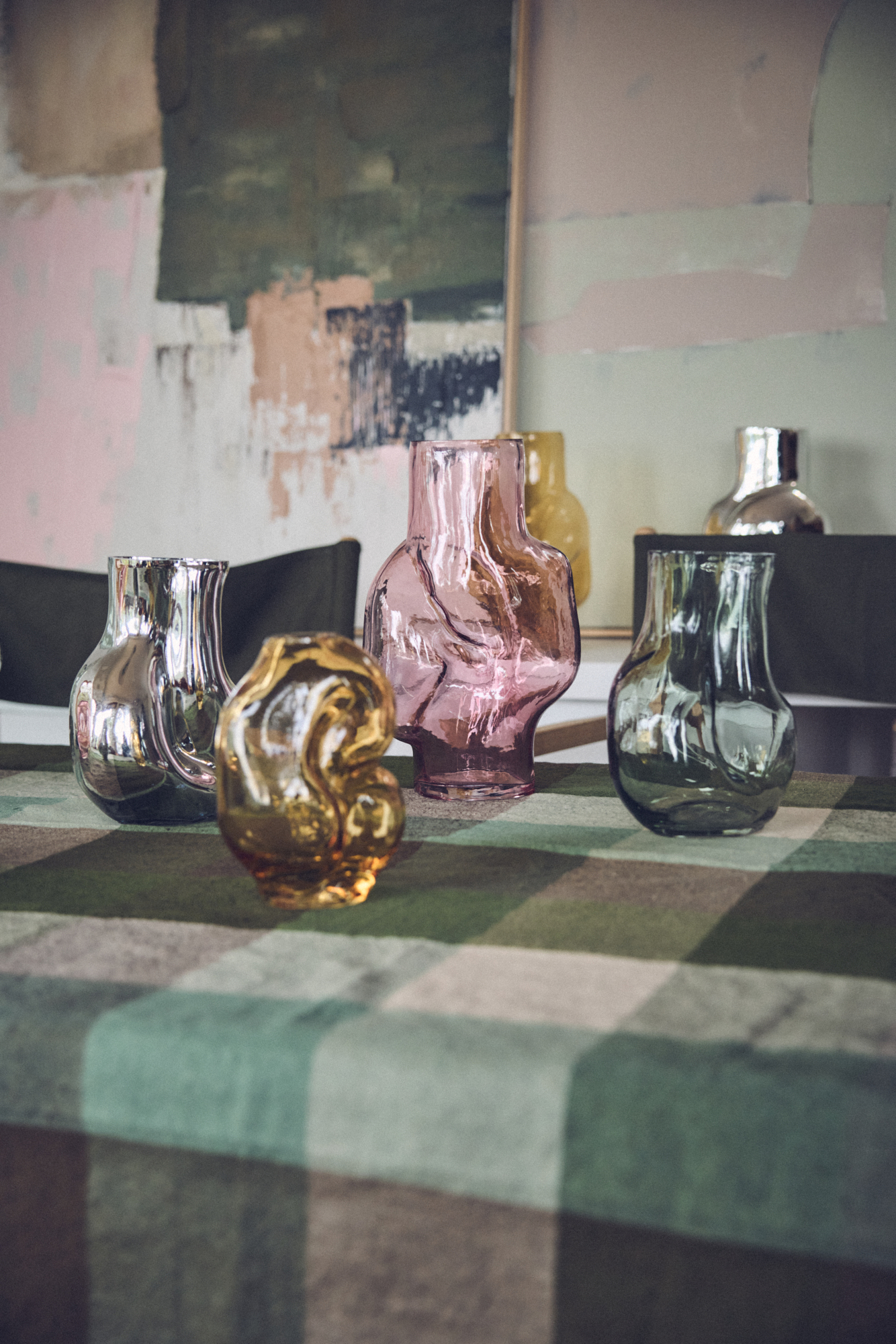 HKliving Gleam glass high vase rose, ca. 32 cm