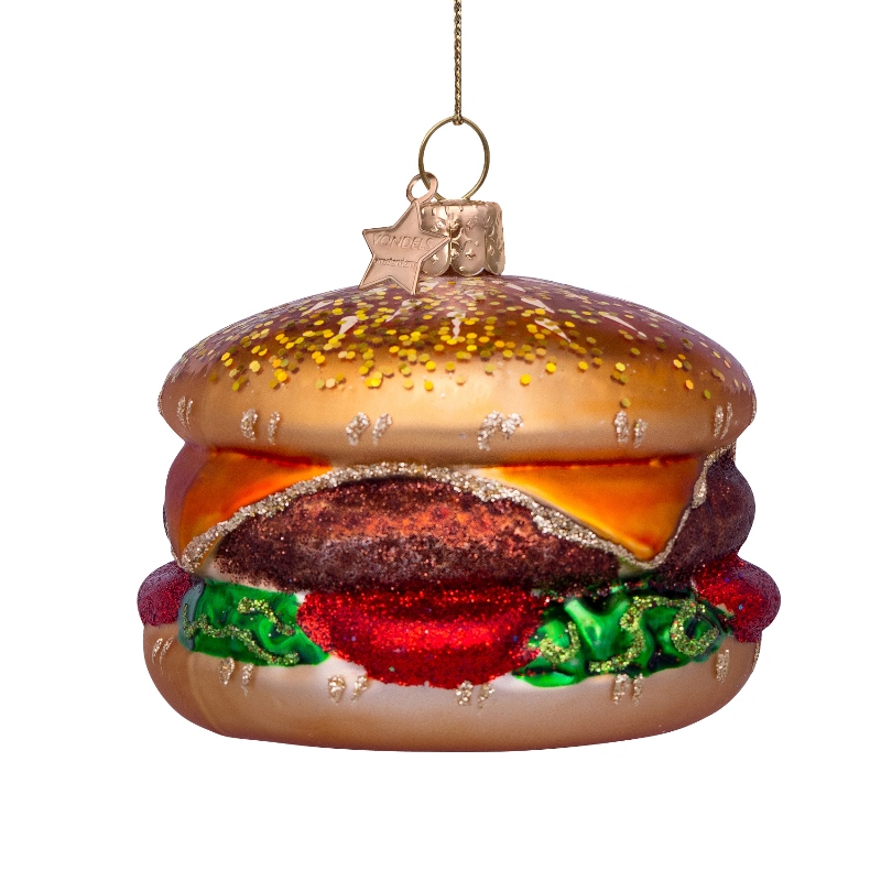  Weihnachtsanhänger Hamburger, Bunt, Glas,  Höhe ca. 8 cm ,Christbaumkugel Hamburger