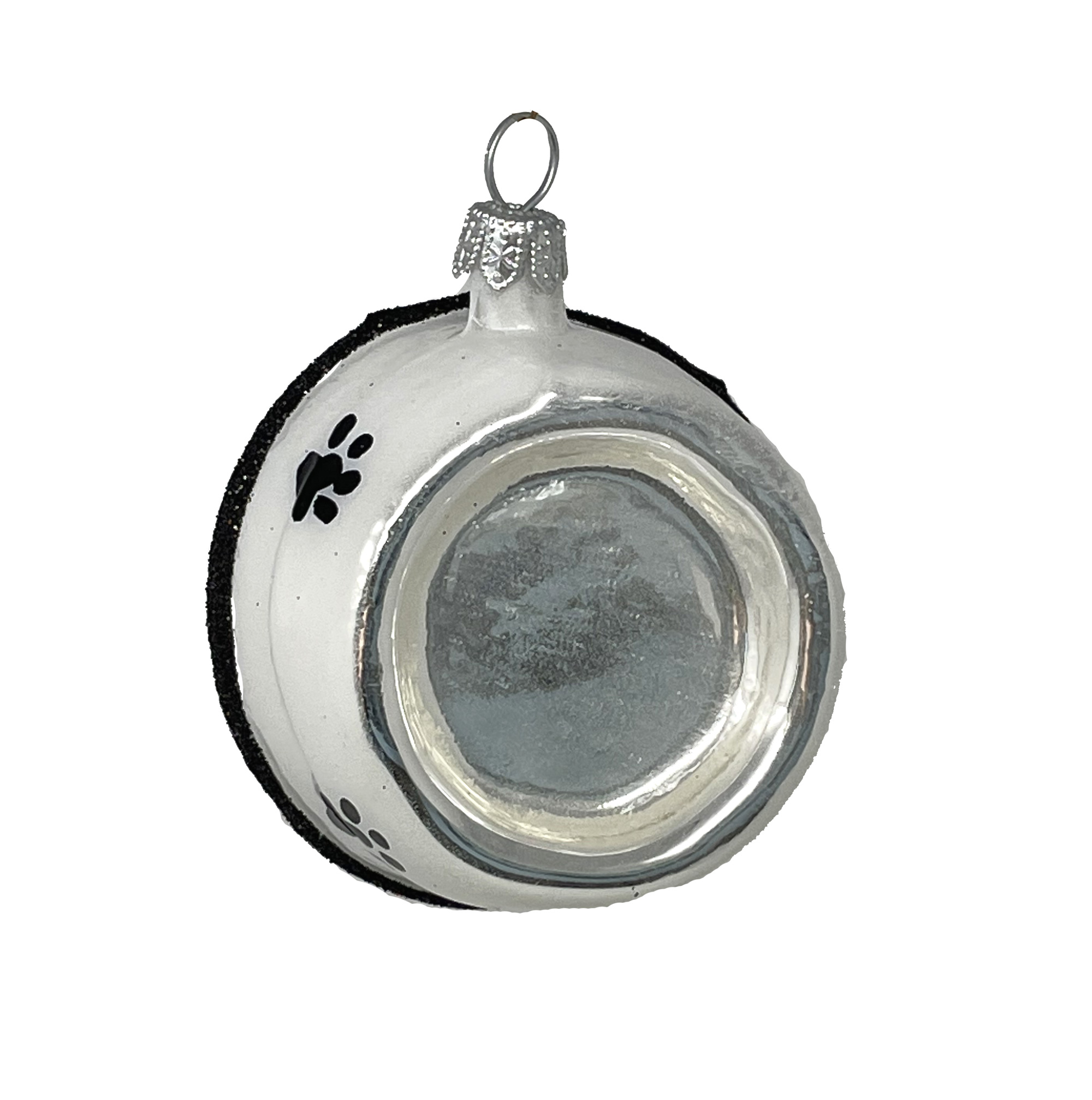 Hundenapf weiß, Christbaumkugel , Katzennapf, ca. 6 x 2,5 cm, Glas, Hund, Katze