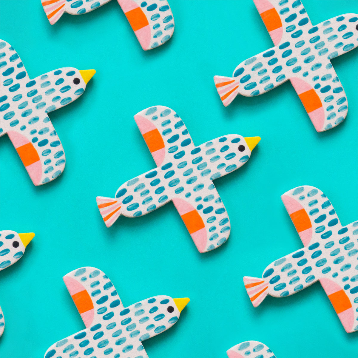 Ana Seixas Wandvogel BLAUGRÜN/ TEAL aus Portugal, Keramik ca. 12 x 12 cm, Handgefertigt