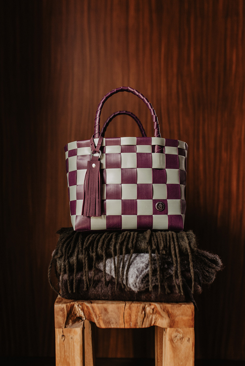 Handed By Mini Paris - Mini Shopper fat strap with PU tassel, matcha green mulberry mix