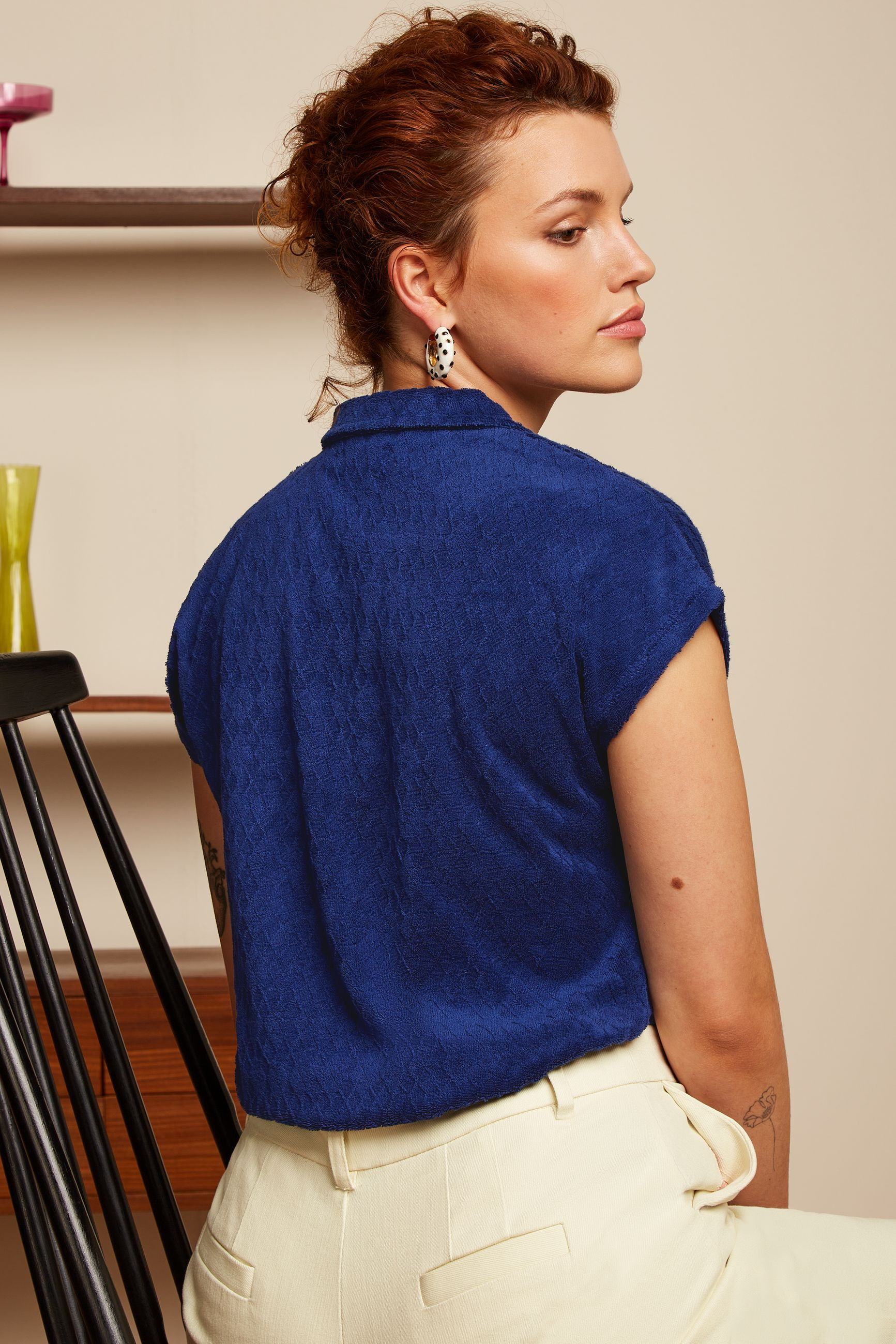 KING LOUIE DANI BLOUSE WILMA TERRY, FARBE: DAZZLING BLUE, BLUSE