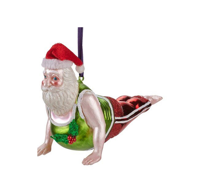 Yoga Weihnachtskugel Yoga meditierender Santa, Sphinx-Haltung Glas, ca. 13 cm