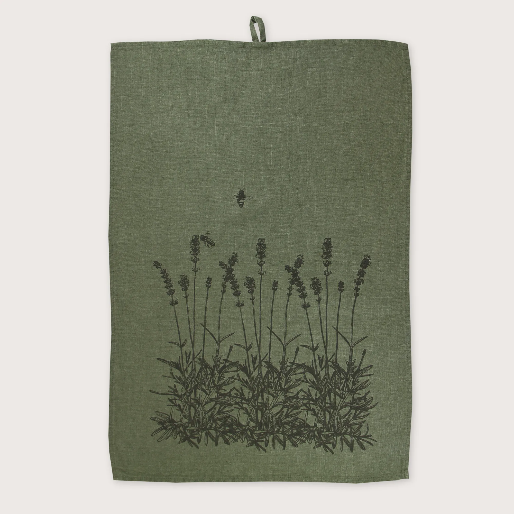 Geschirrtuch Lavendel, Leinen , handbedruckt, ca.50x70cm, olivine von Dorothee Lehnen     