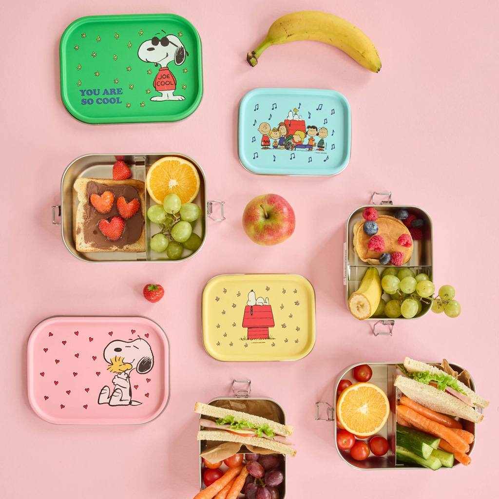 Rice Edelstahl Lunchbox Brotdose mit flexiblem Trenner,Blue Snoopy 800 ml