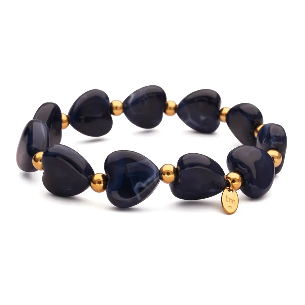 Lot83 LizzyMae Charm-Armband Edelstahl gold+blau 14 mm, Modeschmuck