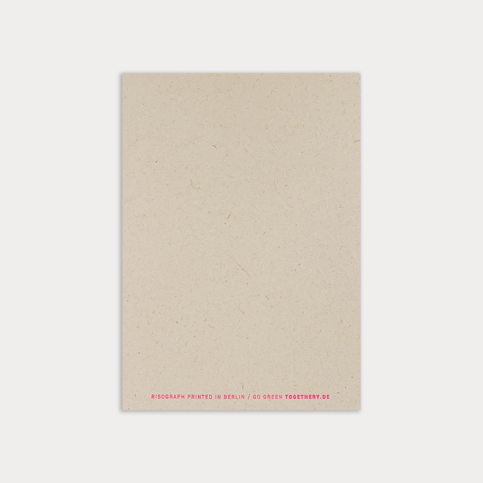 Feingeladen Postkarte TYPO »Koffer«, Neon Pink, RISO handgedruckt , Abschied, Gute Reise