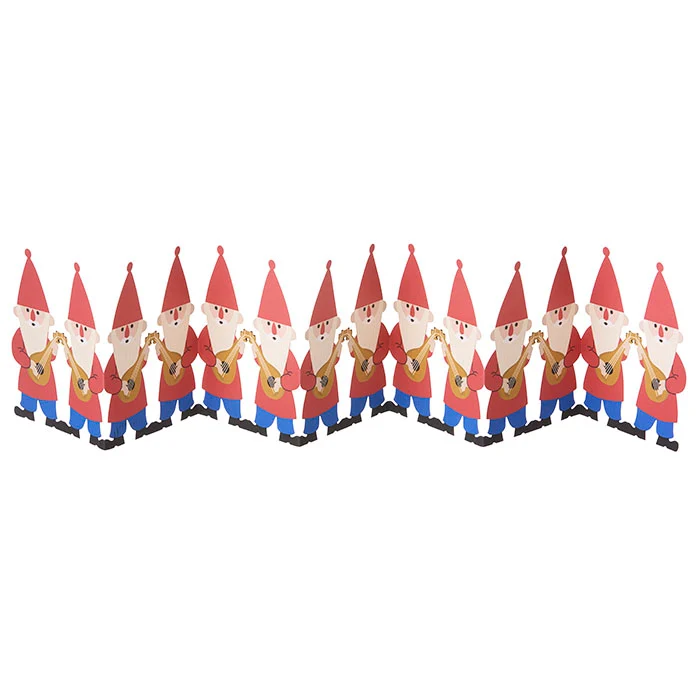 Bungalow Tischgirlande Zwerge, rot, ca. 67 x 14,5 cm, Table Garland 67cm Gnomes Red