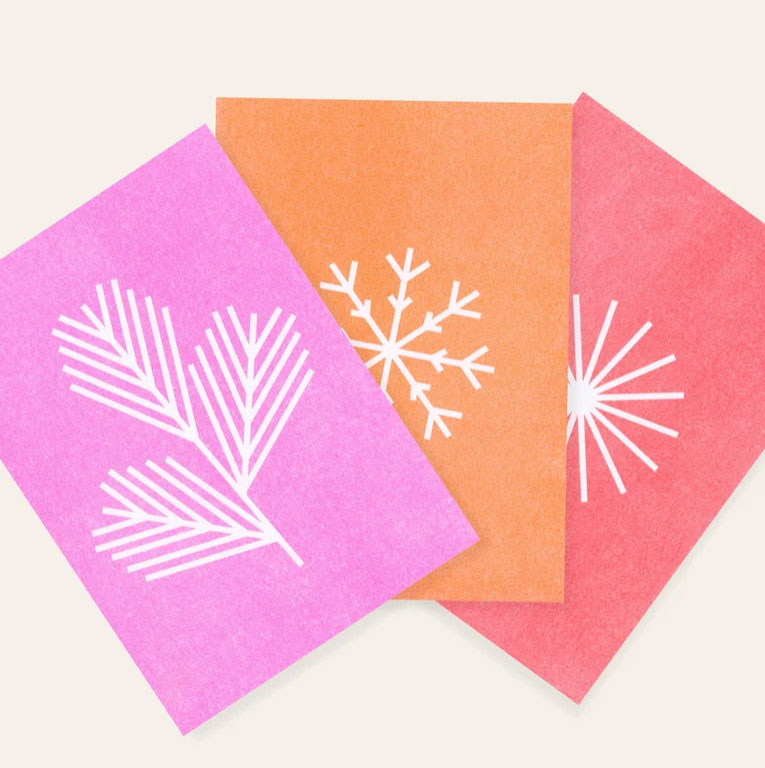 Herr und Frau Rio Postkarte XMAS Neon Flocke , Risographie Postkarte Weihnachten