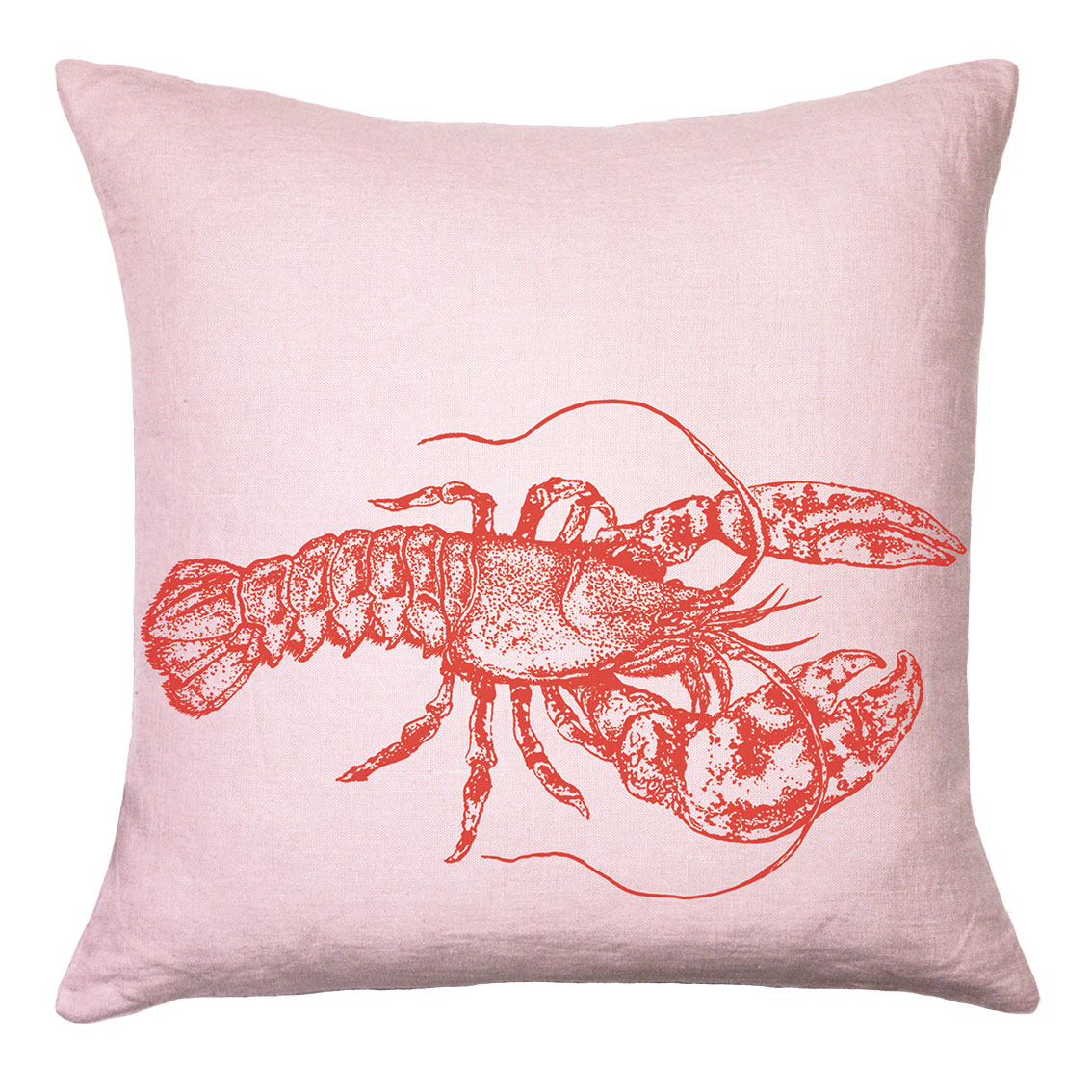 Frohstoff Kissenhülle Hummer , rot, Leinen rosa, ca. 50 x 50 cm