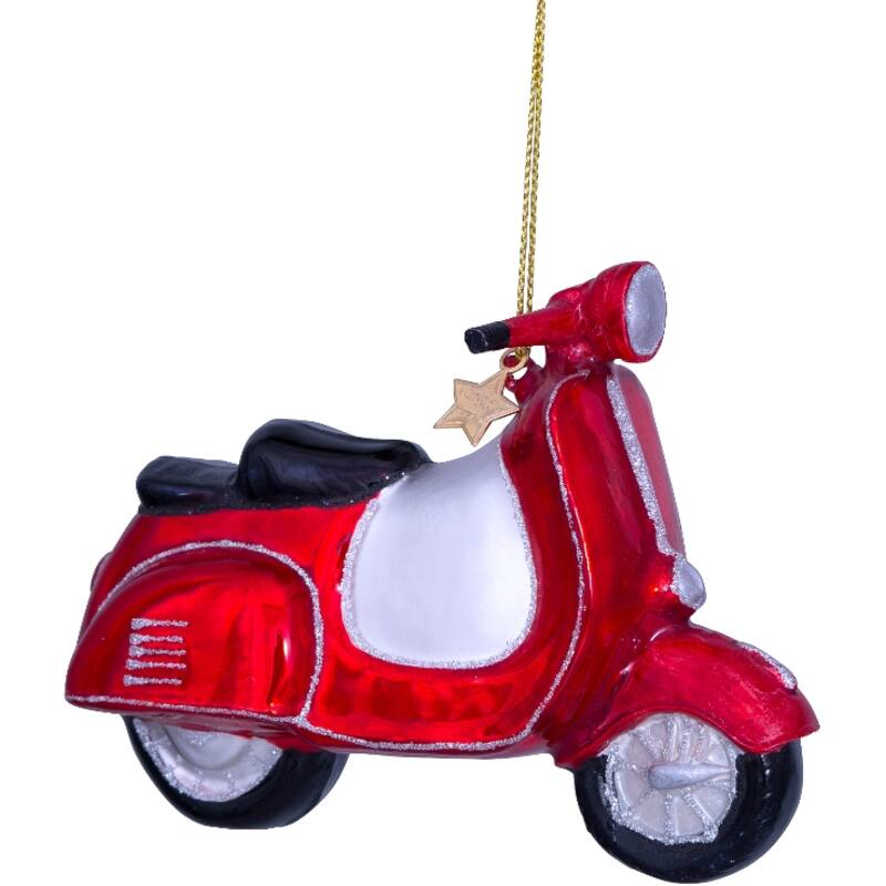 Weihnachtskugel Motorroller, Red scooter, rot, ca. 10 cm von Vondels