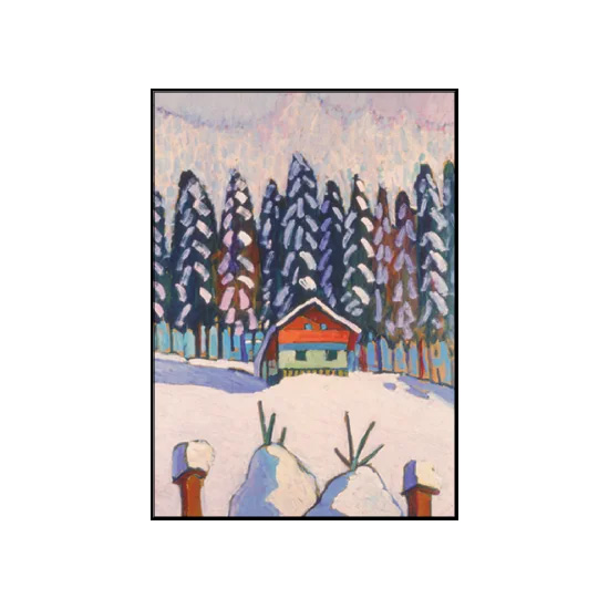 Postkarte  " Haus mit Tannen im Schnee" von Gabriele Münter,  Winter , Kunst