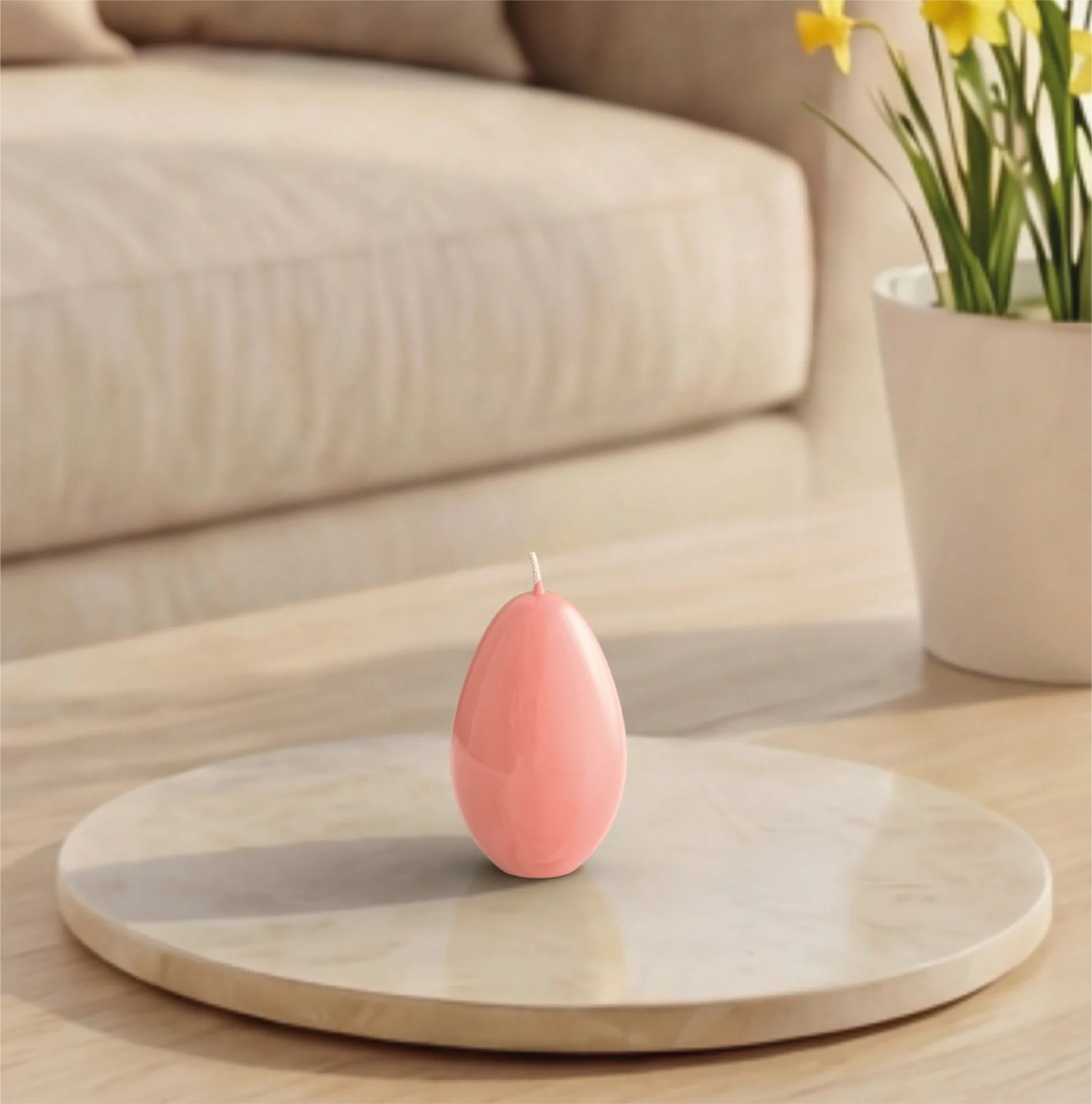 Engels Kerzen Eierkerze gelackt,  Höhe ca. Ø6 H9 cm, Farbe: Kirschblüte