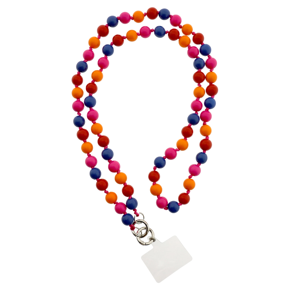 LOT83 Handykette LANG Nr. 71, Perlen, orange-pink-rot-blau