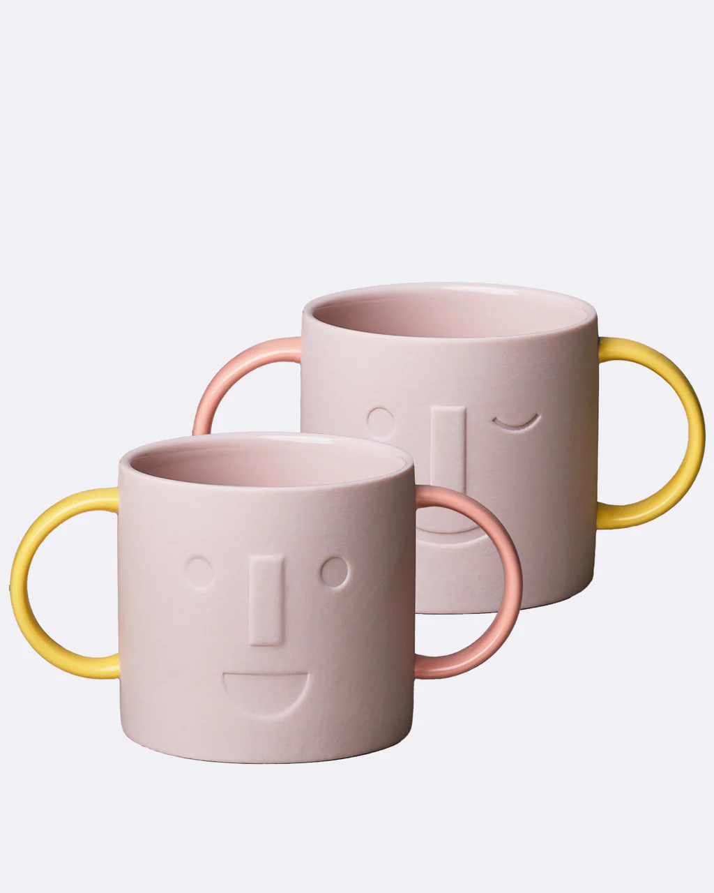 GOOD MOOD Porzellankindertasse MO, Kinderbecher mit zwei Henkeln , Rosa-Gelb