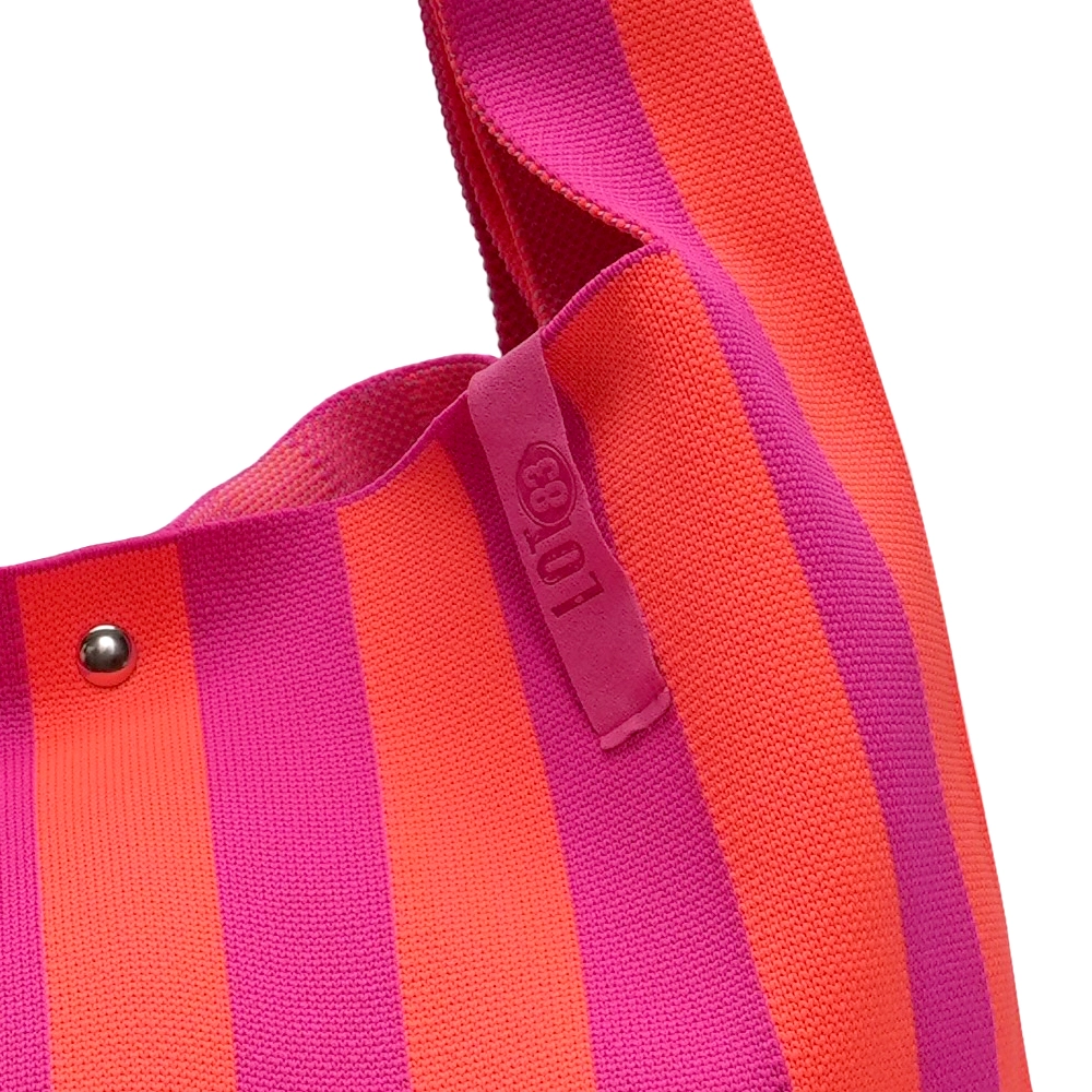 LOT83 Shopper Rebell Loïs 06, Herz, Streifen Magenta-Hellrot, ca.  45 x 35 cm