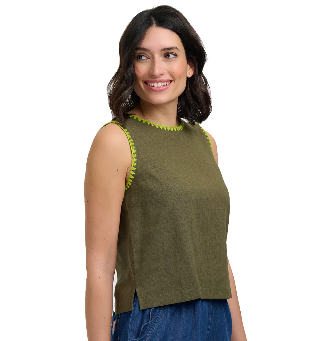 Sugarhill Brighton Senna Top - Olive, Decorative Stitch von sugarhill BRIGHTON