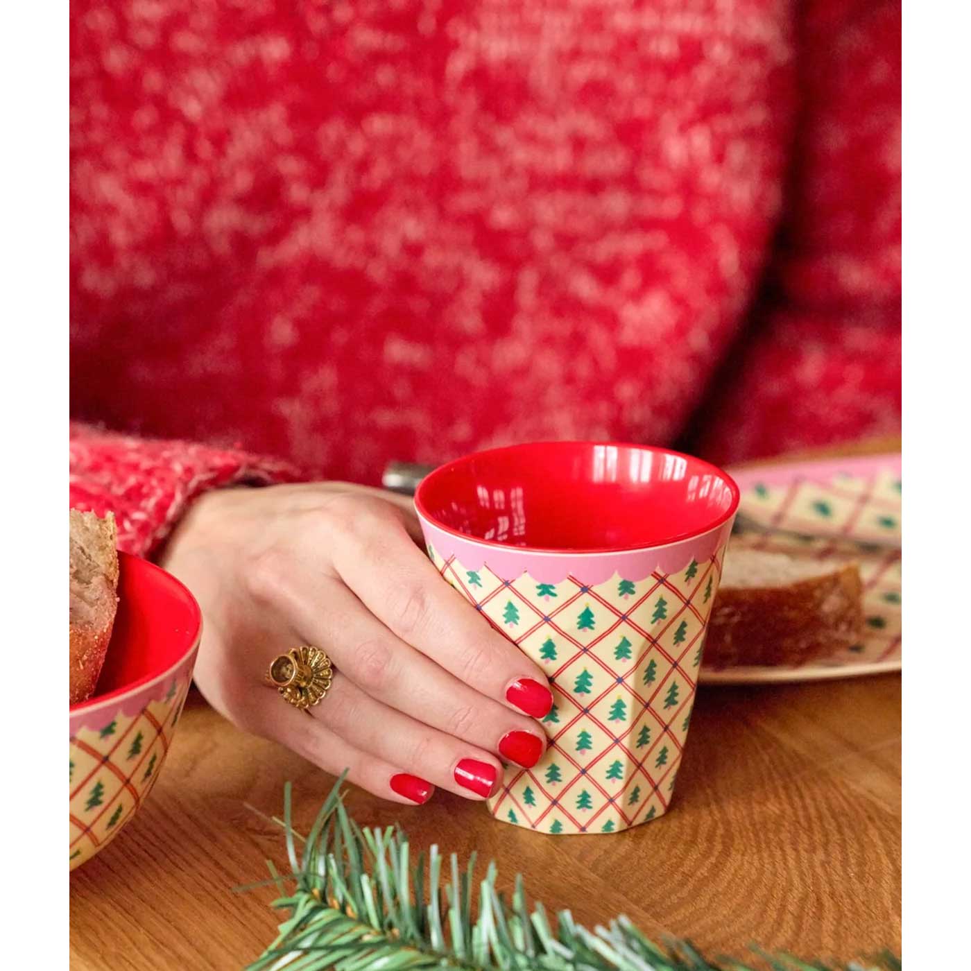 Rice Melamin XMAS Becher - Diamond Christmas Tree Print , 250 ml, Weihnachten 