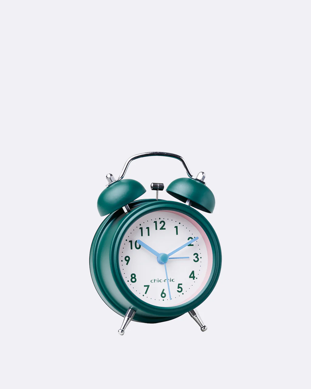 Wecker Retro, Dunkelgrün, mit Licht & Glockenalarm, alarm clock silent night, Uhr