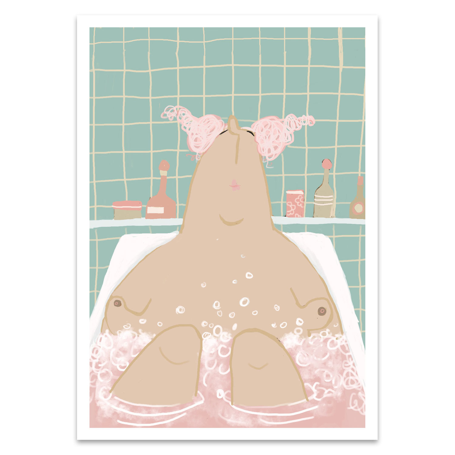 Postkarte kittiekatstudio "Bad" von kittiekatstudio