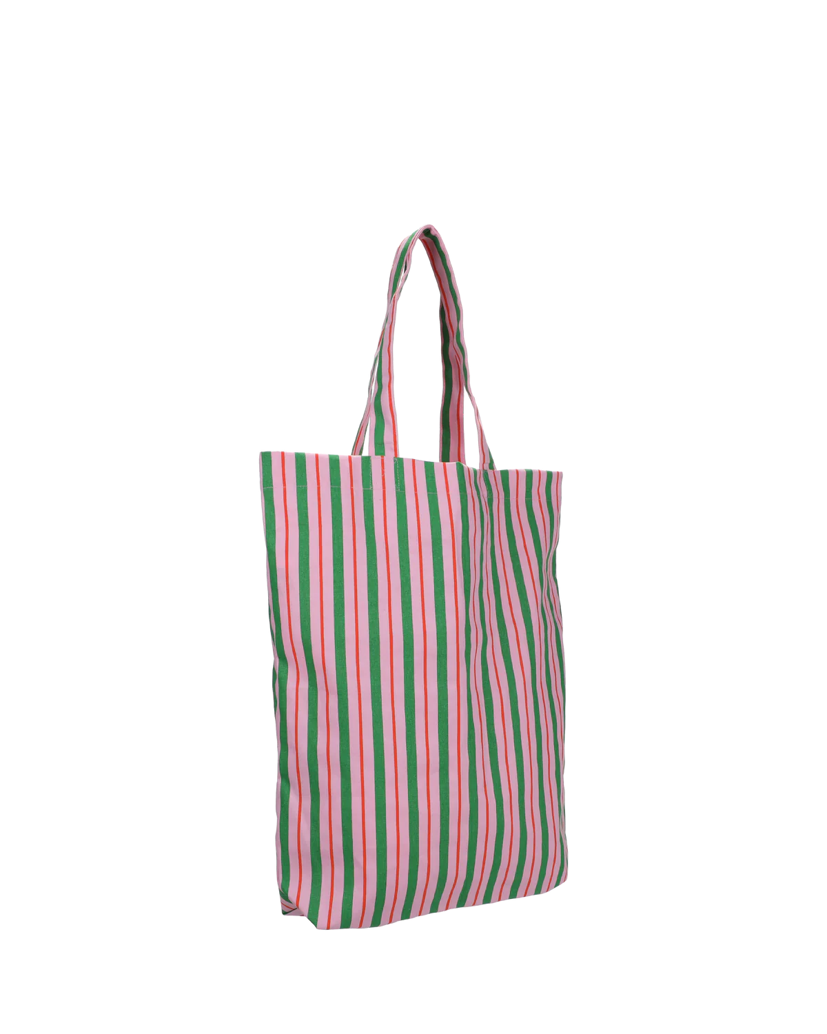 Baumwolltasche STRIPES, ca. 40 x 10 x 45 + 3 cm, Stofftasche balanced stripes light fuchsia - grass green - blood orange