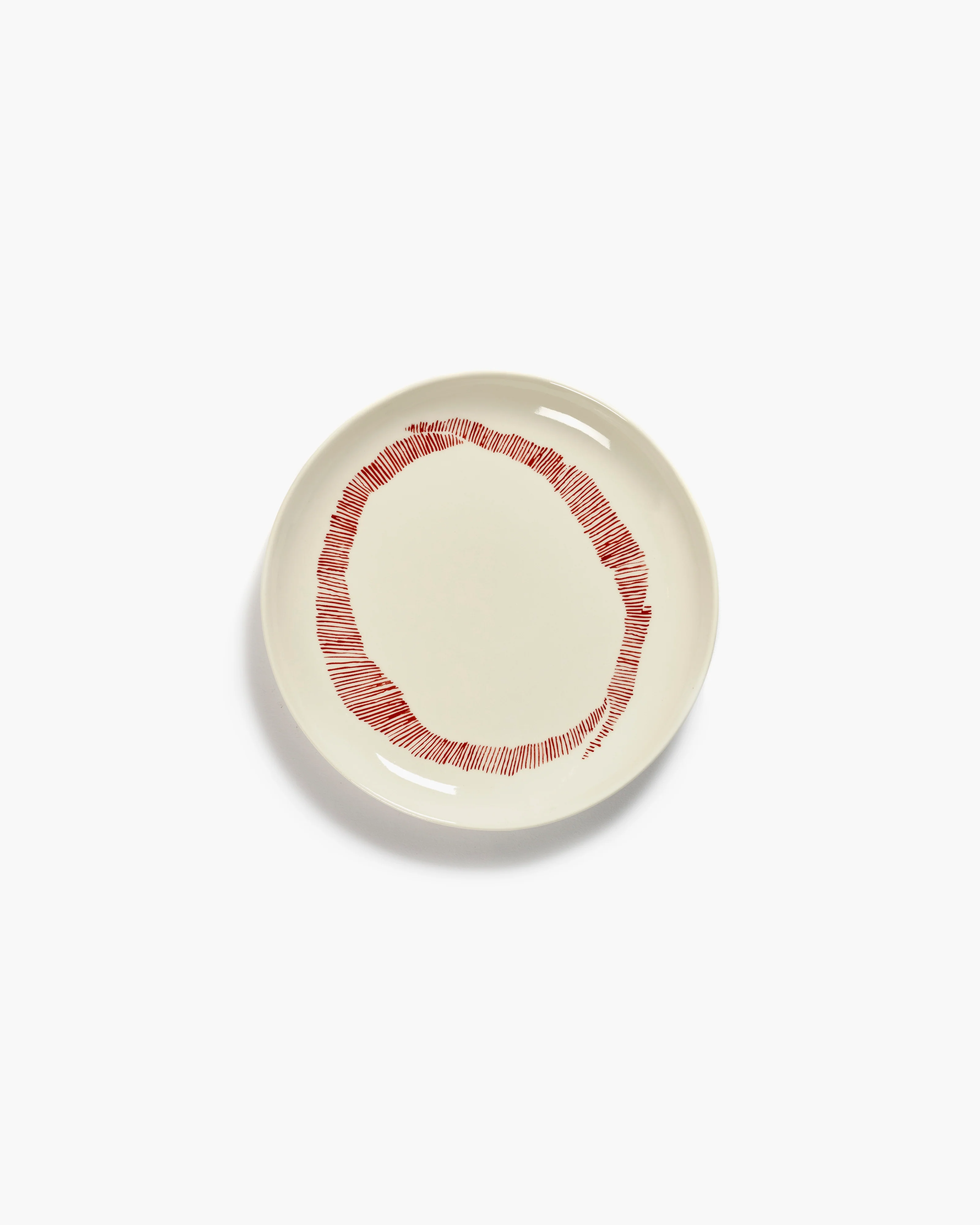 Ottolenghi Frühstückteller white swirl - red stripes, weiss Feast, D. 19 cm 