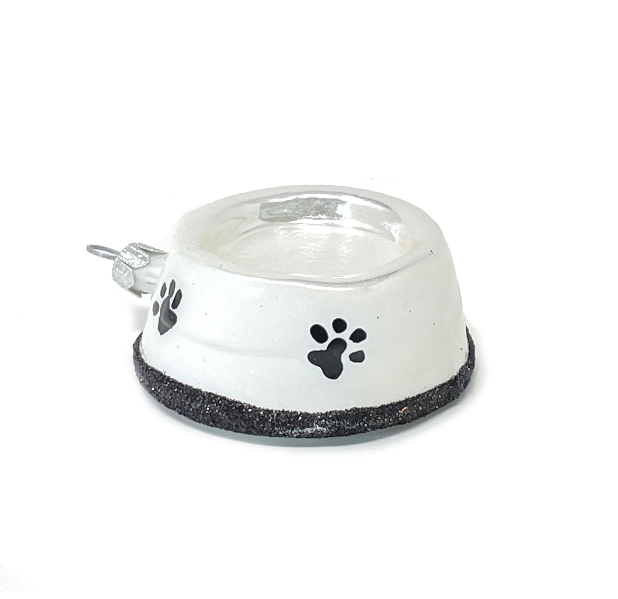 Hundenapf weiß, Christbaumkugel , Katzennapf, ca. 6 x 2,5 cm, Glas, Hund, Katze