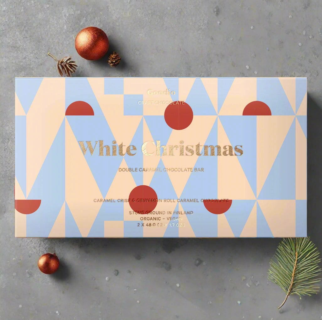 % GOODIO Weihnachtsschokolade WHITE CHRISTMAS, Doppel-Schokoladenriegel, 2x 48 g