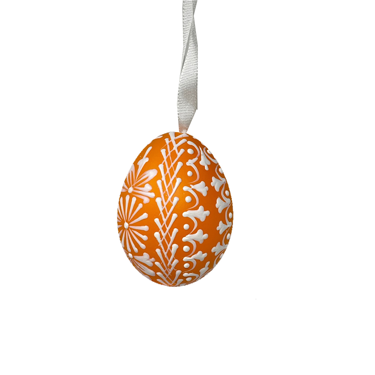 Osterei orange, Muster gemalt, Handwerkskunst aus der Slowakei, jedes Ei ist ein Unikat 