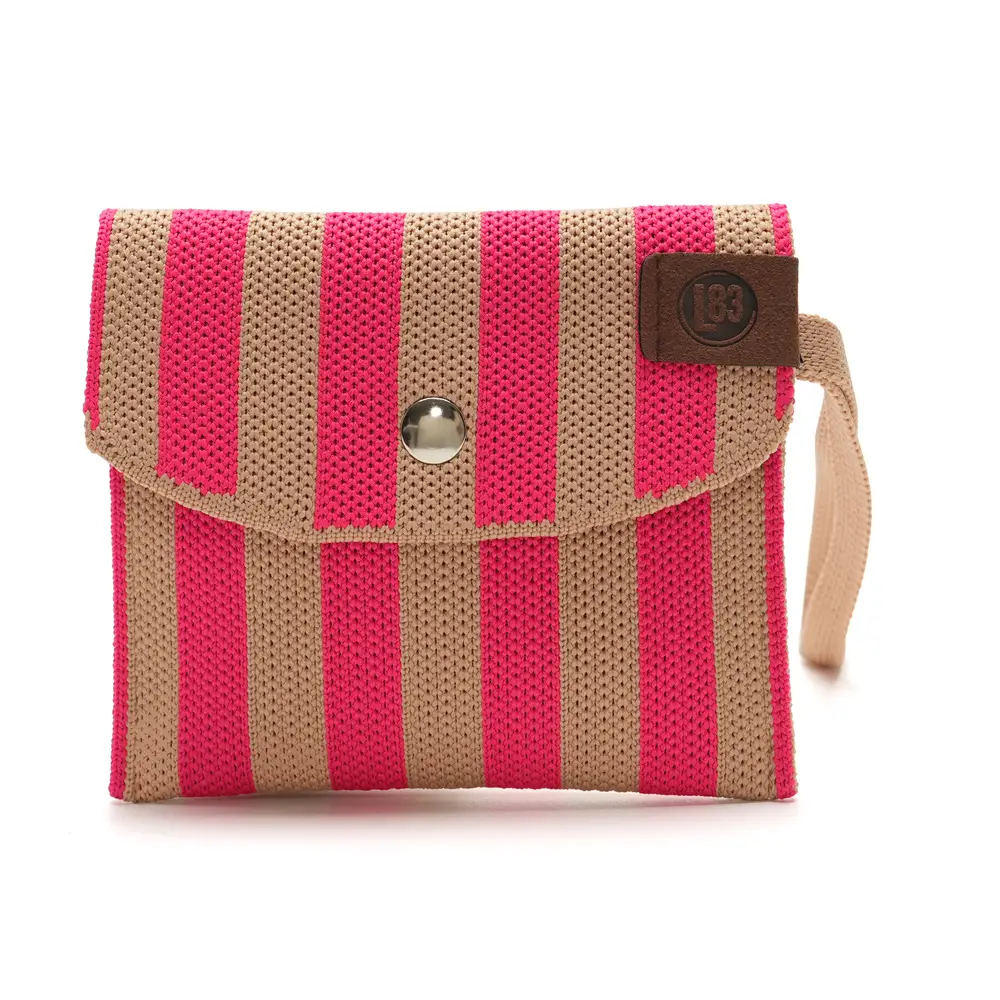 LOT83 Geldbörse JULIA 56 Streifen Pink-Camel Geldbeutel, Portemonnaie