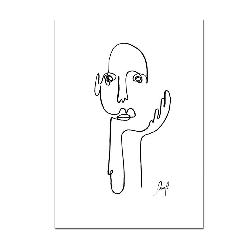 Leo la Douce Postkarte – THE THINKER von Leo la Douce, Gesicht weiß