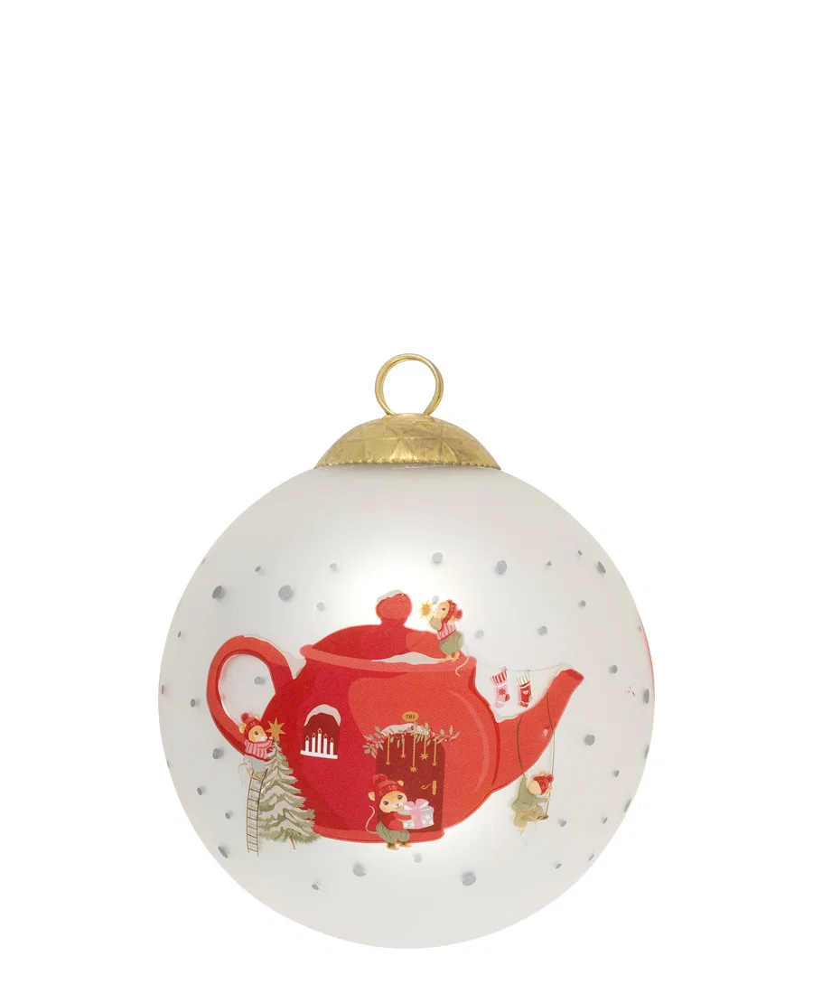 GreenGate Weihnachtskugel Joanni Teekanne, D. ca. 8 cm, Weihnachtsmaus