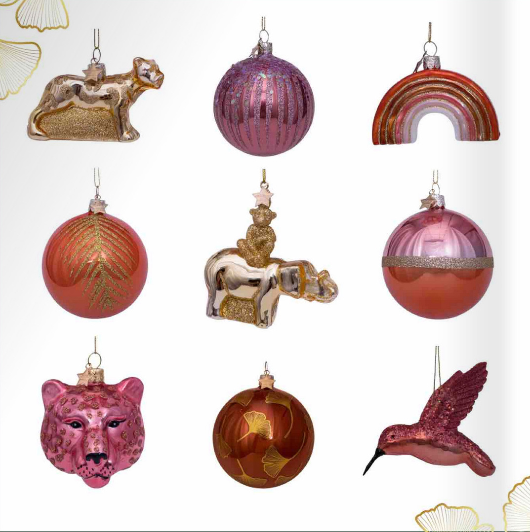 % Weihnachtsanhänger Ornament Glas goldglänzend Panther,  H. ca. 6 cm, Glas,Terra Flora 