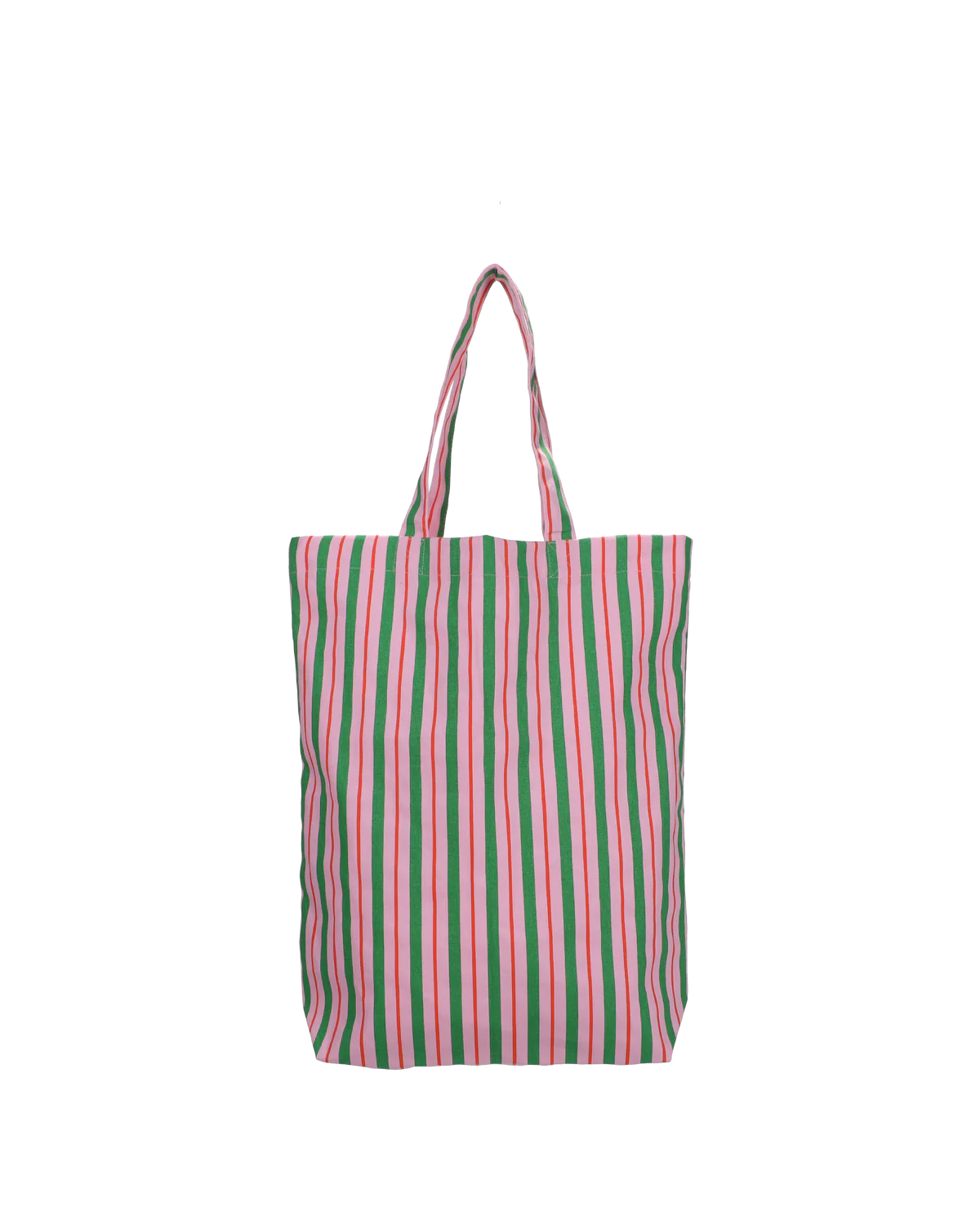Baumwolltasche STRIPES, ca. 40 x 10 x 45 + 3 cm, Stofftasche balanced stripes light fuchsia - grass green - blood orange