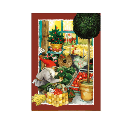 Postkarte Inge Löök "Zwerg bei den Weihnachtseinkäufen"  Löök Postkarte Weihnachten