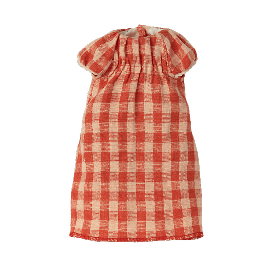 Maileg Kleid , Karo rot, Größe 3, für Hasen  
