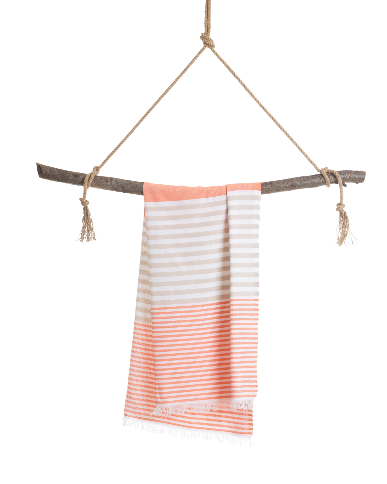 Strandtuch BALI, Hamamtuch in Geschenkbox, Orange-Beige, recycelte Baumwolle, ca.  180 x 100 cm von TOWEL TO GO 