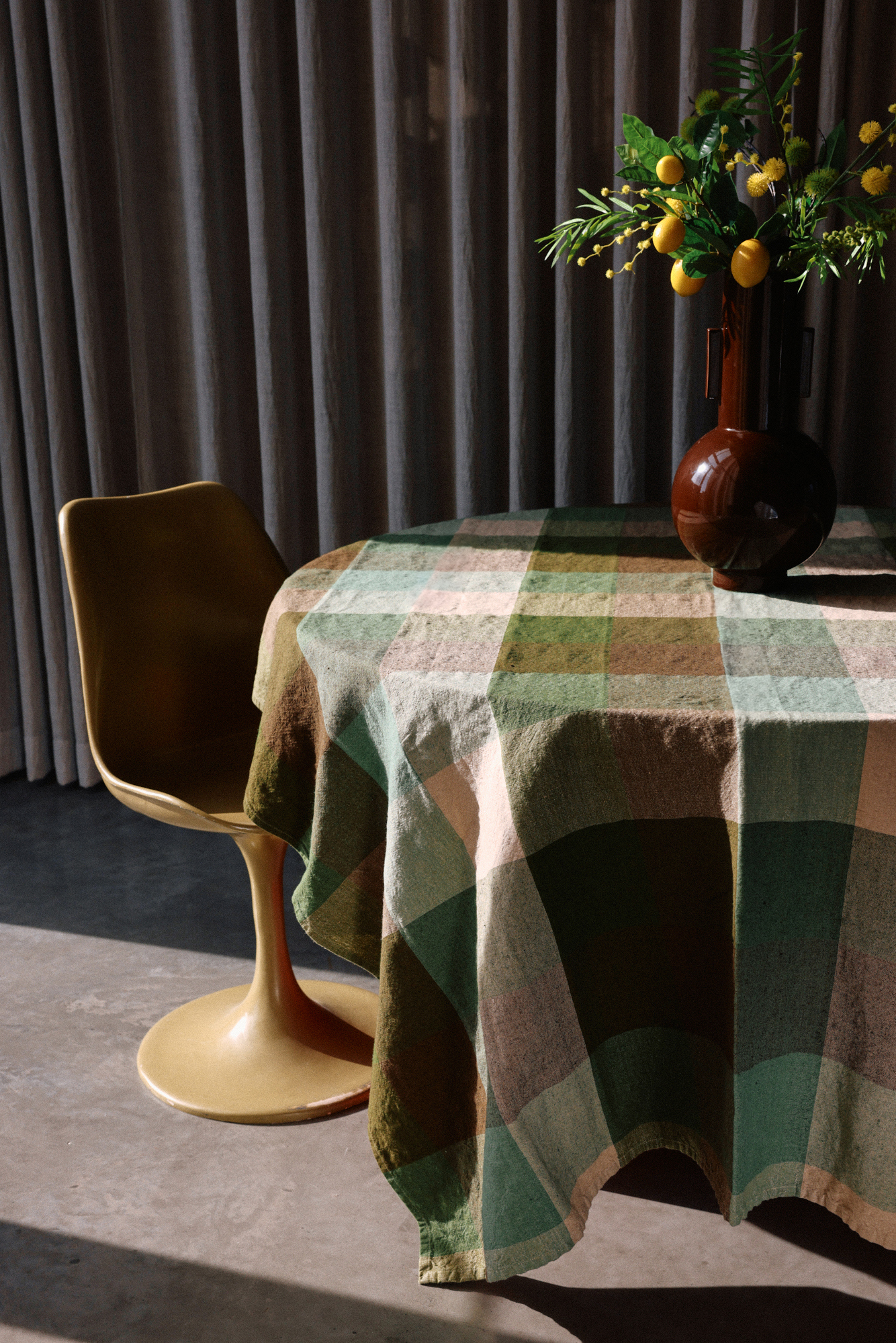 HKliving Vida Check Tischdecke mint/olive, 140x220cm 